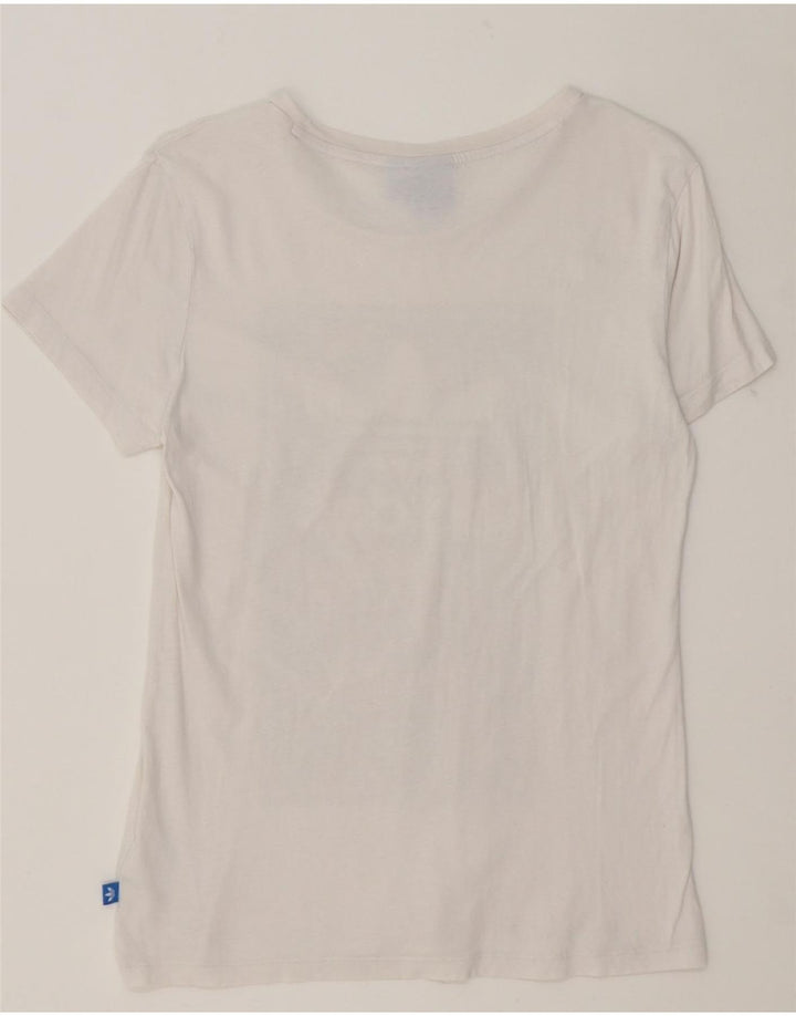 ADIDAS Womens Graphic T-Shirt Top UK 12 Medium White Cotton Vintage Adidas and Second-Hand Adidas from Messina Hembry 