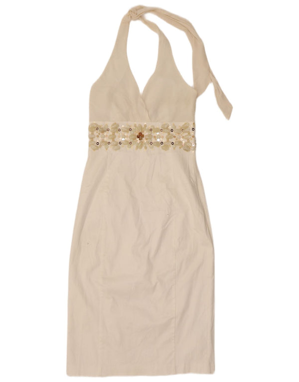 Coast Womens Halter Dress UK 8 Small Off White Silk