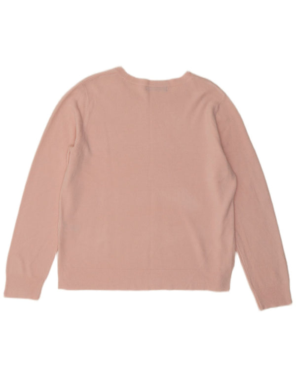 Marks & Spencer Womens Boat Neck Jumper Sweater UK 16 Large Pink Acrylic