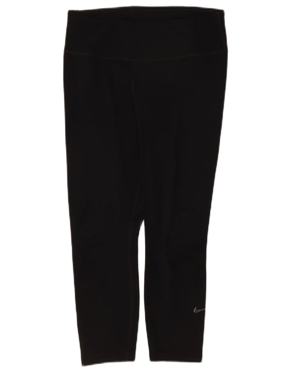 Nike Womens Dri Fit Capri Leggings UK 12 Medium  Black Polyester