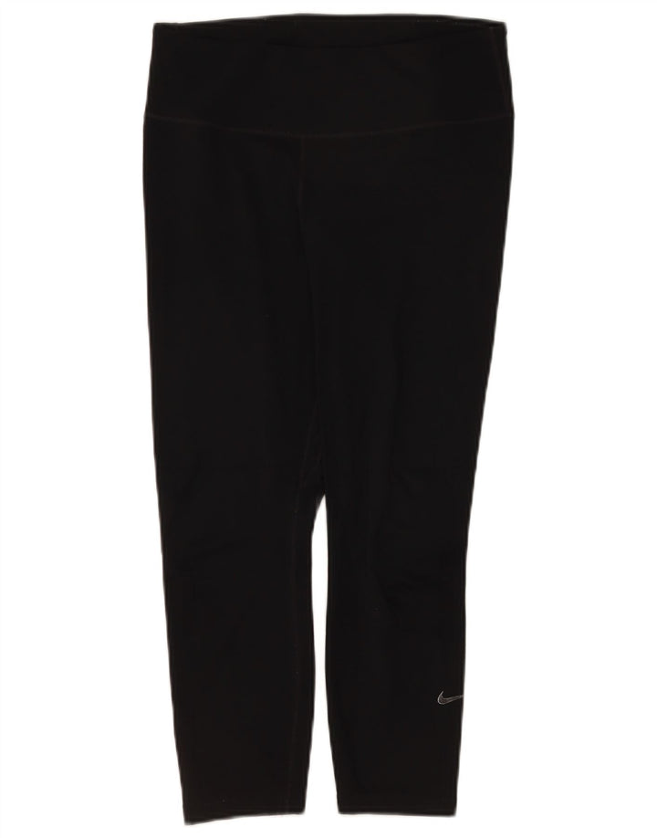 Nike Womens Dri Fit Capri Leggings UK 12 Medium  Black Polyester