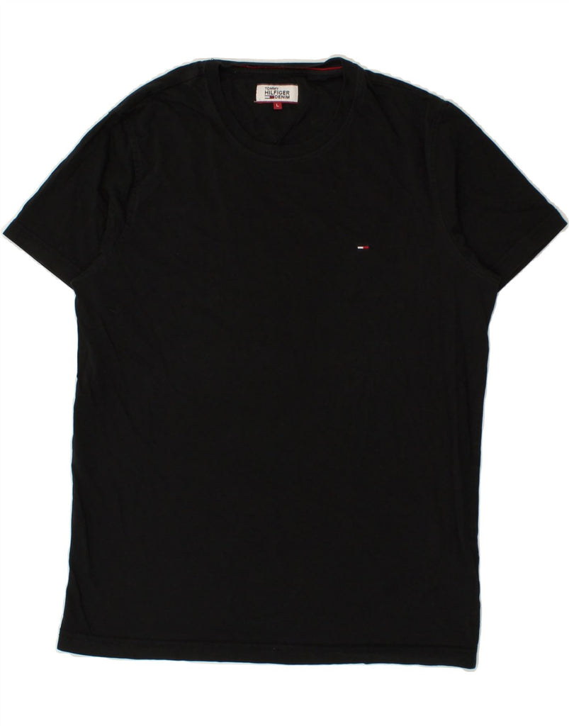 TOMMY HILFIGER Mens T-Shirt Top Large Black Cotton Vintage Tommy Hilfiger and Second-Hand Tommy Hilfiger from Messina Hembry 