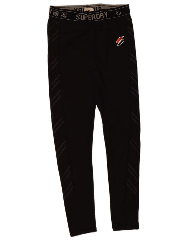 Superdry Womens Graphic Leggings UK 16 Large Black Polyamide