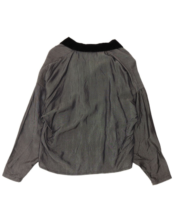 Ferretti Womens Oversized Blouse Top IT 42 Medium Grey Acetate