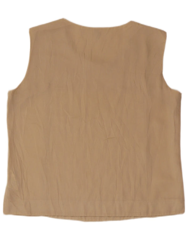 BENETTON Womens Sleeveless Blouse Top UK 16 Large Beige Polyester