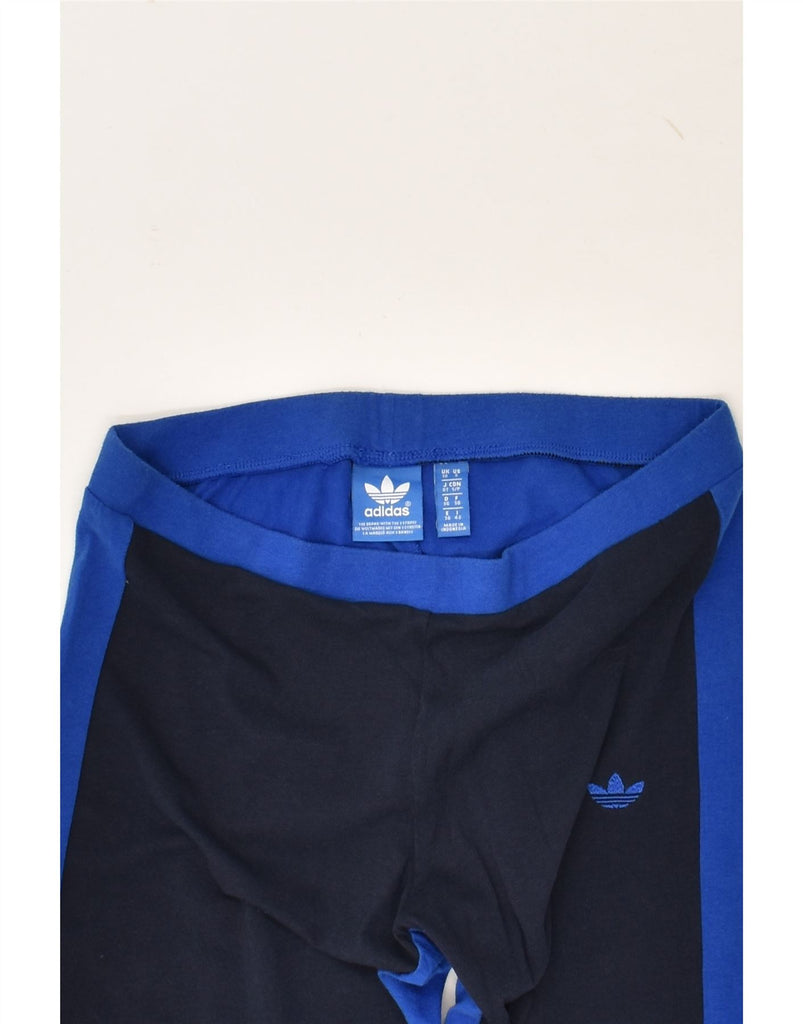 ADIDAS Womens Leggings UK 10 Small W26 L29 Blue Cotton | Vintage Adidas | Thrift | Second-Hand Adidas | Used Clothing | Messina Hembry 