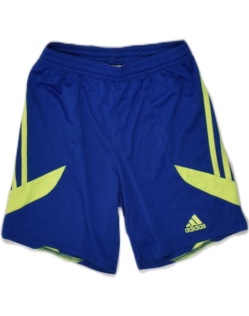 ADIDAS Boys Climalite Sport Shorts 9-10 Years Medium Blue Colourblock | Vintage Adidas | Thrift | Second-Hand Adidas | Used Clothing | Messina Hembry 