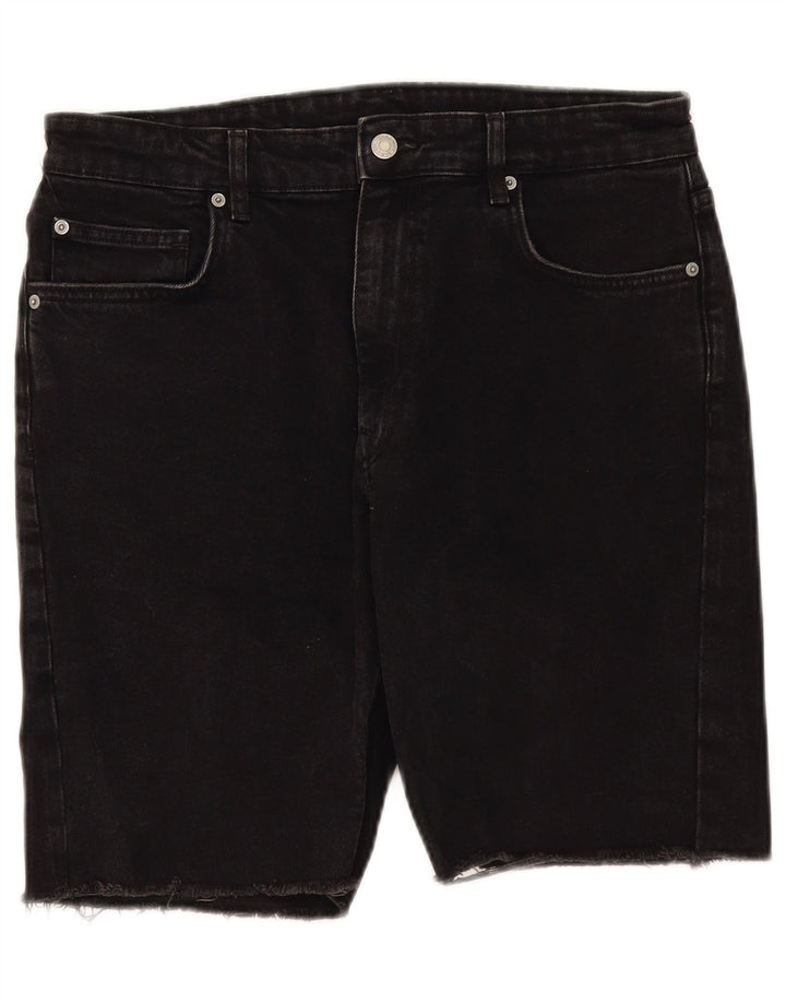Zara Mens Denim Shorts EU 42 Large W32 Black