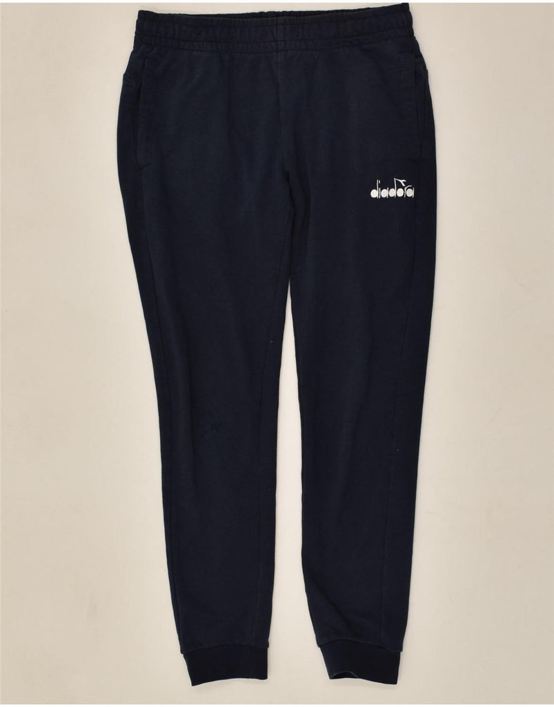 DIADORA Womens Tracksuit Trousers Joggers UK 14 Medium Navy Blue Cotton | Vintage Diadora | Thrift | Second-Hand Diadora | Used Clothing | Messina Hembry 