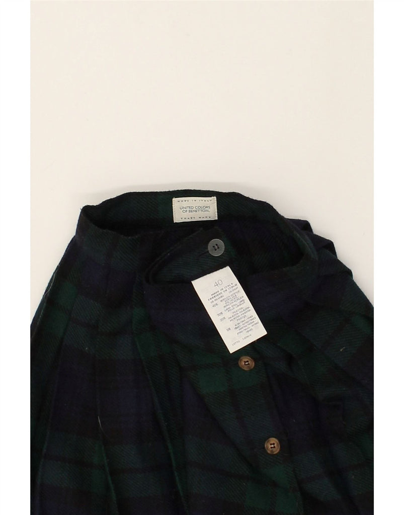 BENETTON Womens Wrap Skirt IT 40 Small W24  Green Plaid Wool | Vintage Benetton | Thrift | Second-Hand Benetton | Used Clothing | Messina Hembry 