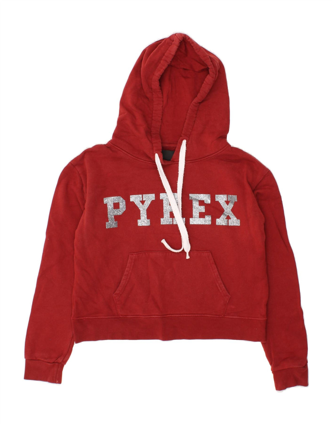 PYREX Girls Crop Graphic Hoodie Jumper 10-11 Years Medium Red Vintage Pyrex and Second-Hand Pyrex from Messina Hembry 