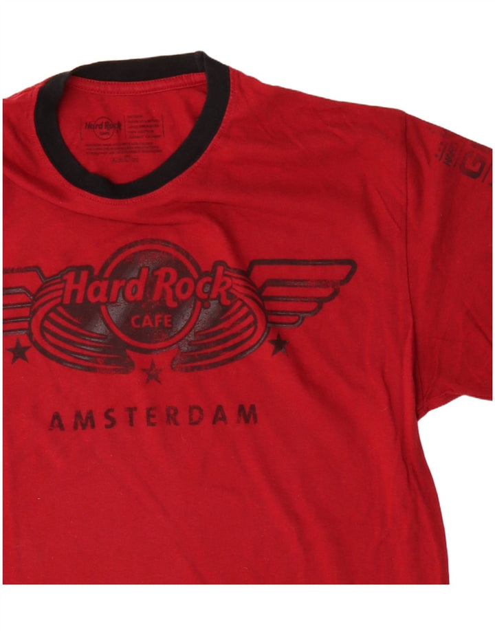 Hard Rock Cafe Mens Amsterdam Graphic T-Shirt Top Medium Red Cotton