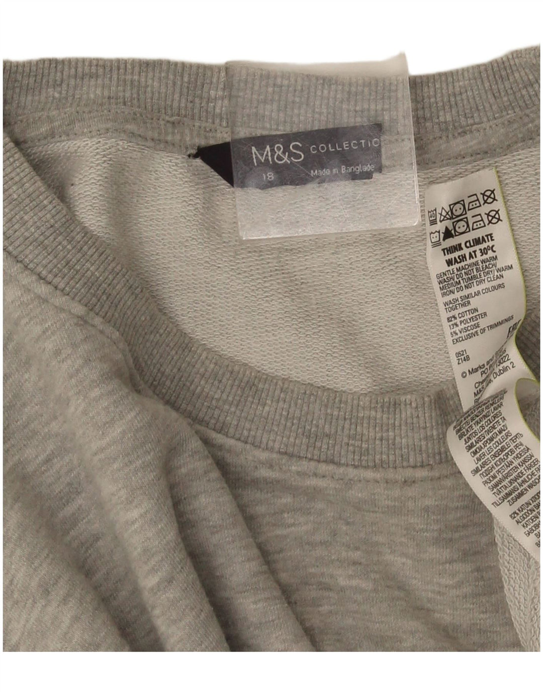 Marks & Spencer Womens Oversized Sweatshirt Jumper UK 18 XL Grey Flecked