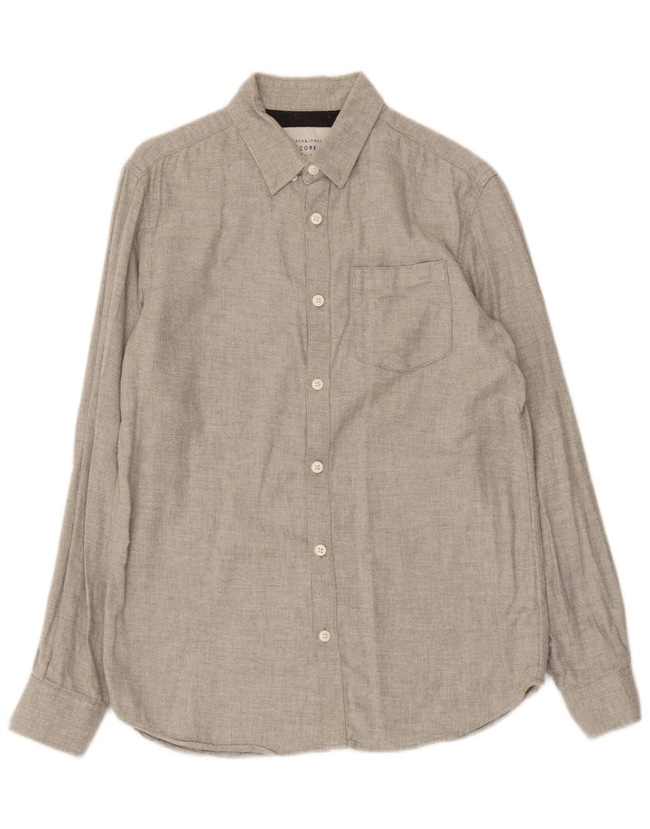 JACK & JONES Mens Slim Fit Shirt Medium Grey Cotton