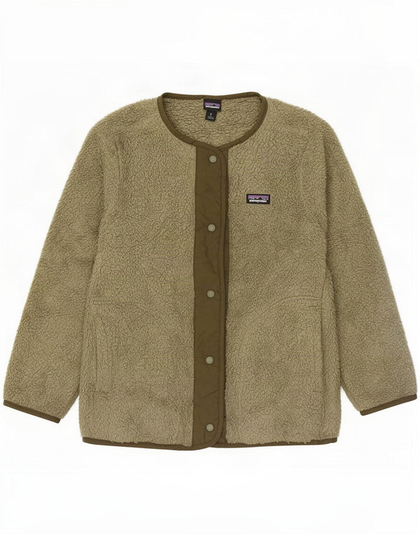 Patagonia Girls Fleece Jacket 9-10 Years Medium Khaki Polyester