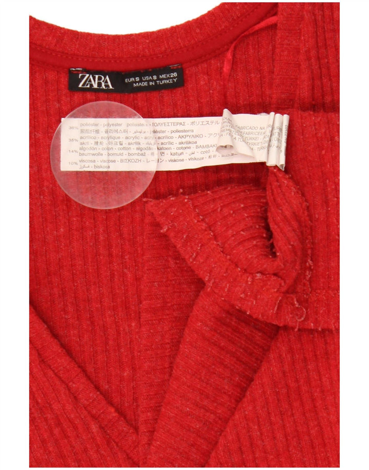 Zara Womens Long Sleeve Jumper Dress UK 10 Small Red Polyester