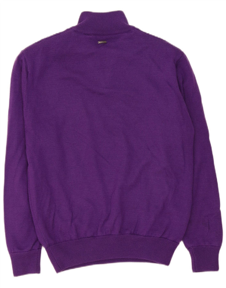 Kartel Mens Zip Neck Jumper Sweater Large Purple Wool