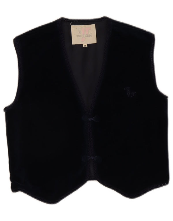 Trussardi Womens Velvet Waistcoat IT 36 XS Navy Blue