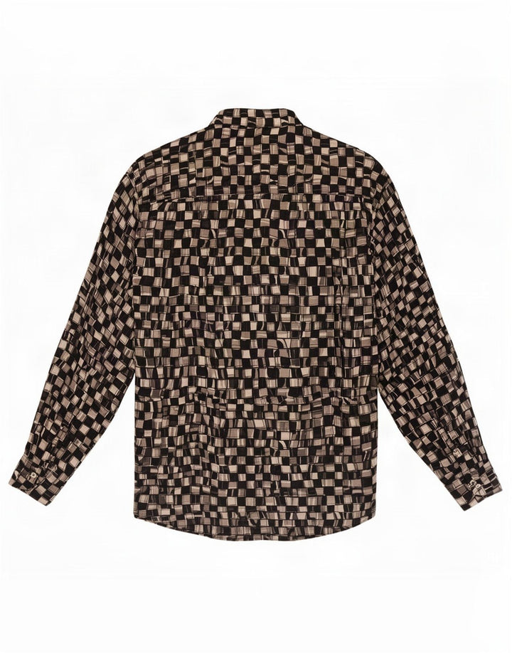 Vintage Mens Shirt Small Black Geometric Viscose
