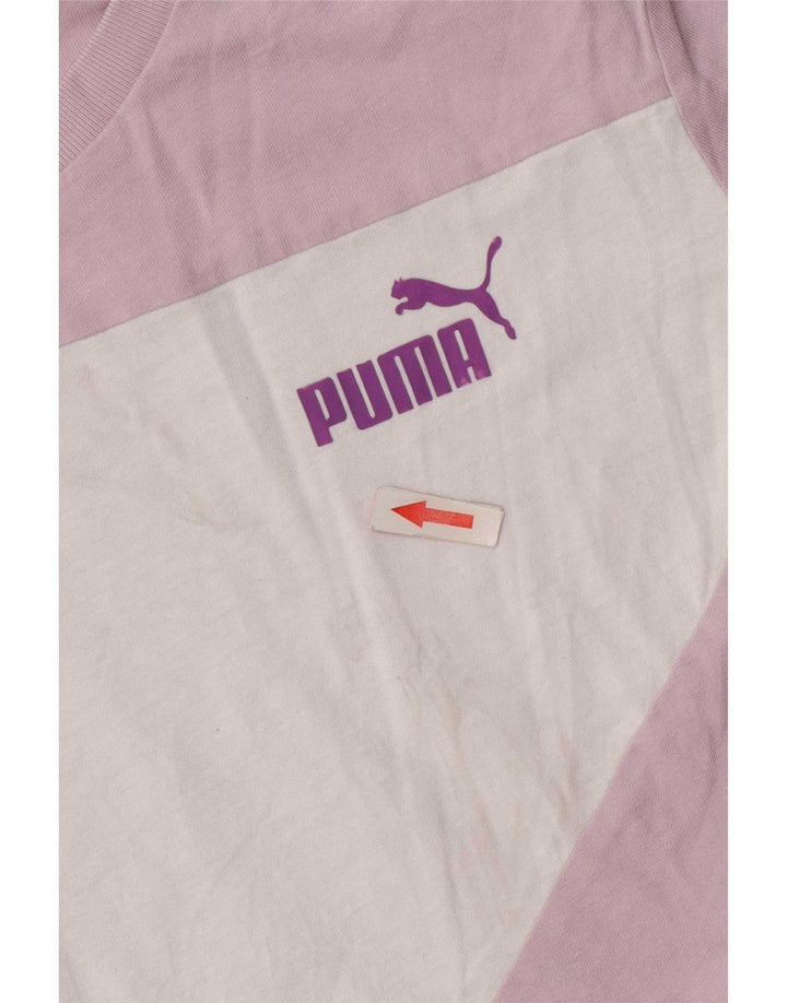 Puma Womens T-Shirt Top UK 12 Medium Pink Colourblock