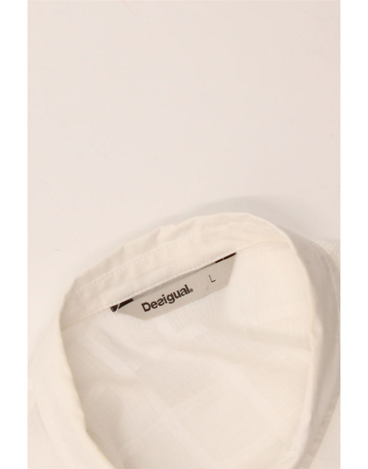 DESIGUAL Womens Longline Shirt Blouse UK 16 Large White