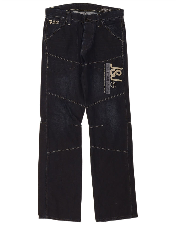 Jack & Jones Mens Graphic Straight Jeans W32 L34 Navy Blue