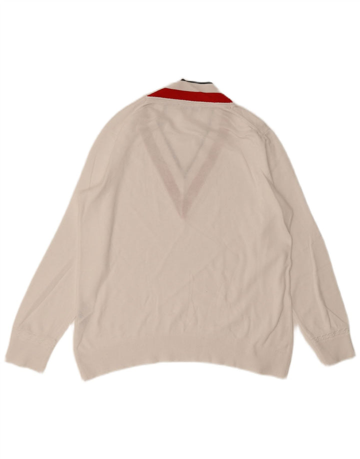 Tommy Hilfiger Womens V-Neck Jumper Sweater UK 14 Medium White Colourblock