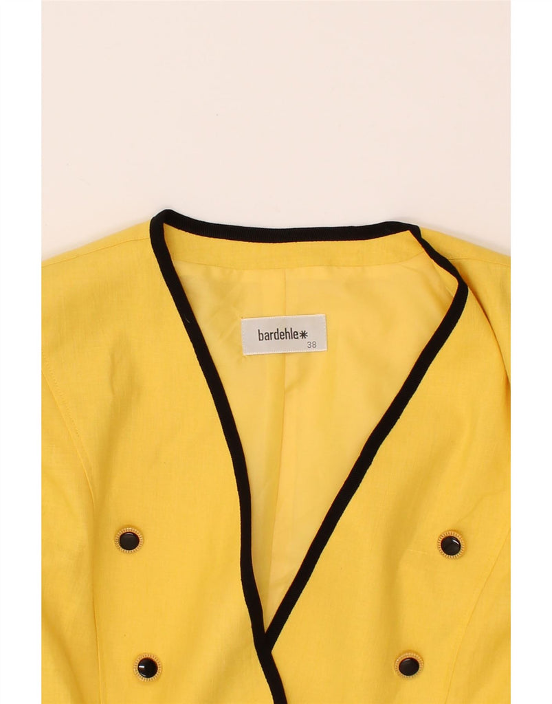 VINTAGE Womens Crop Double Breasted Blazer Jacket EU 38 Medium Yellow Vintage Vintage and Second-Hand Vintage from Messina Hembry 