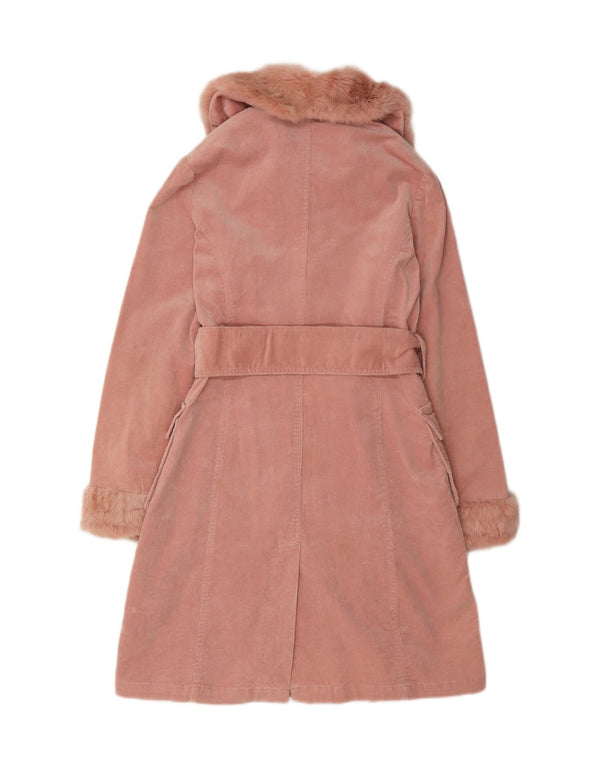 Vintage Womens Corduroy Coat UK 10 Small Pink Cotton