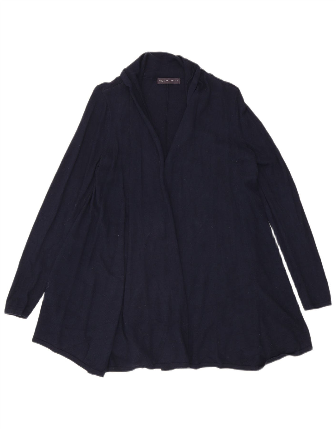 Marks & Spencer Womens Longline Open Cardigan Sweater UK 10 Small Navy Blue