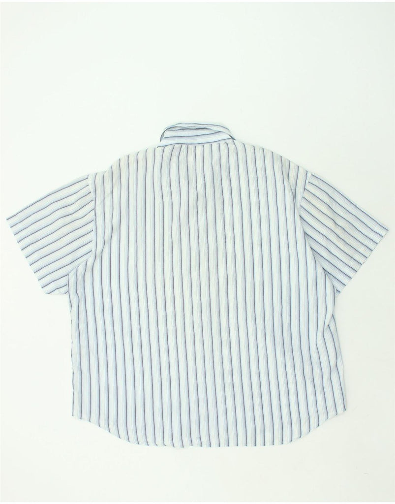 JULES Mens Short Sleeve Shirt 2XL Blue Striped Polyester | Vintage Jules | Thrift | Second-Hand Jules | Used Clothing | Messina Hembry 