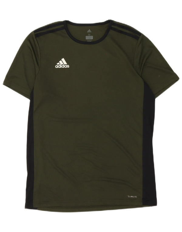 Adidas Mens Climalite T-Shirt Top Medium Green Colourblock Polyester