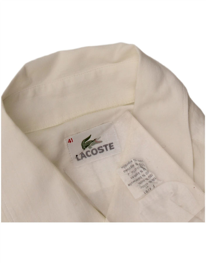 Lacoste Mens Short Sleeve Shirt Size 41 Large White Cotton