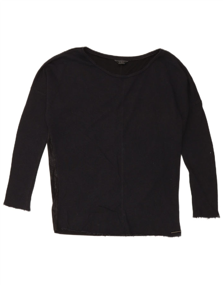 Guess Womens Oversized Top Long Sleeve UK 10 Small Black