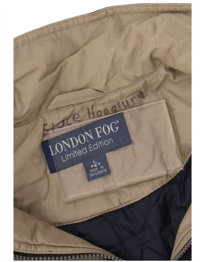 LONDON FOG Womens Hooded Windbreaker Jacket UK 16 Large Navy Blue
