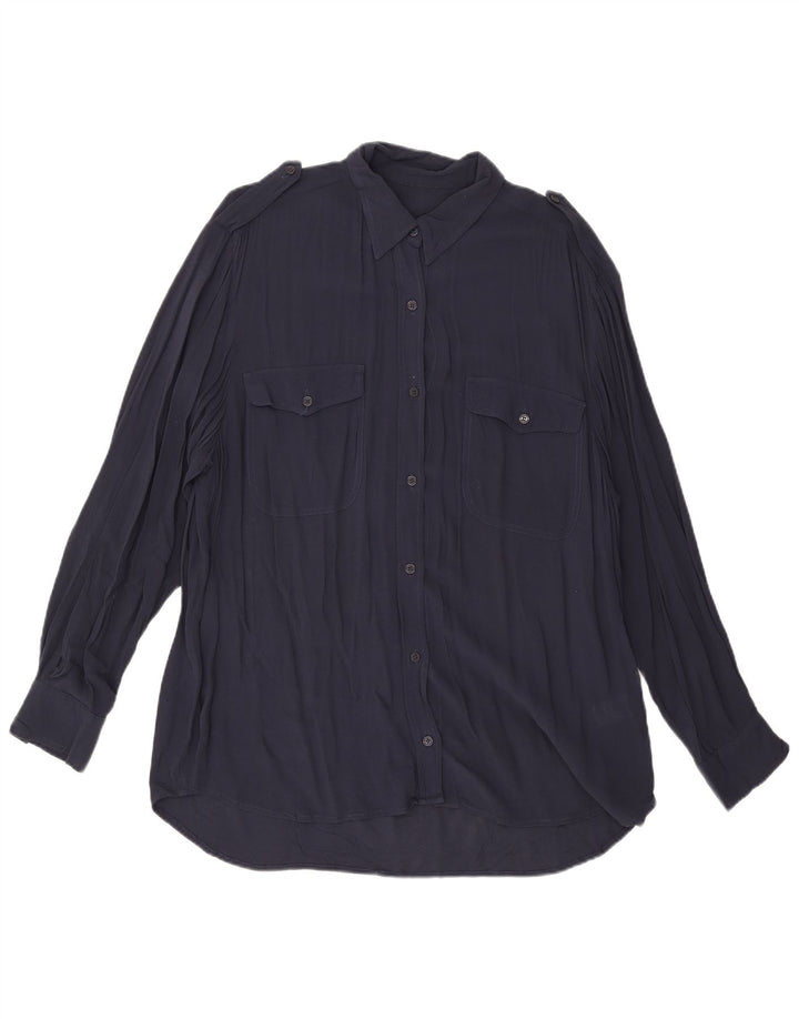 French Connection Womens Shirt Blouse UK 12 Medium Navy Blue Viscose