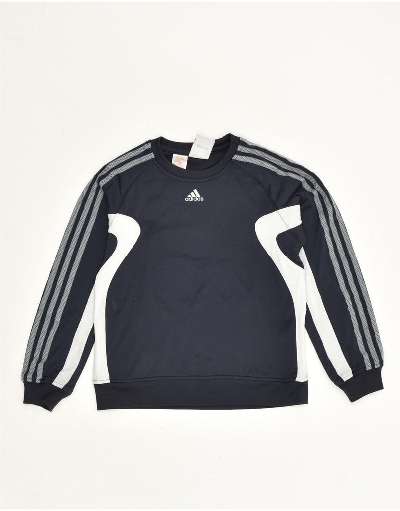 ADIDAS Boys Sweatshirt Jumper UK 28/30 10-11 Years Navy Blue Colourblock | Vintage Adidas | Thrift | Second-Hand Adidas | Used Clothing | Messina Hembry 