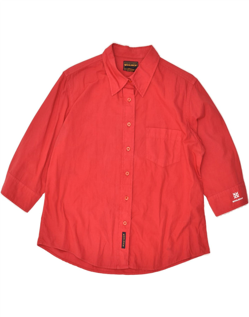 WOOLRICH Womens 3/4 Sleeve Shirt UK 18 XL Red Cotton | Vintage Woolrich | Thrift | Second-Hand Woolrich | Used Clothing | Messina Hembry 