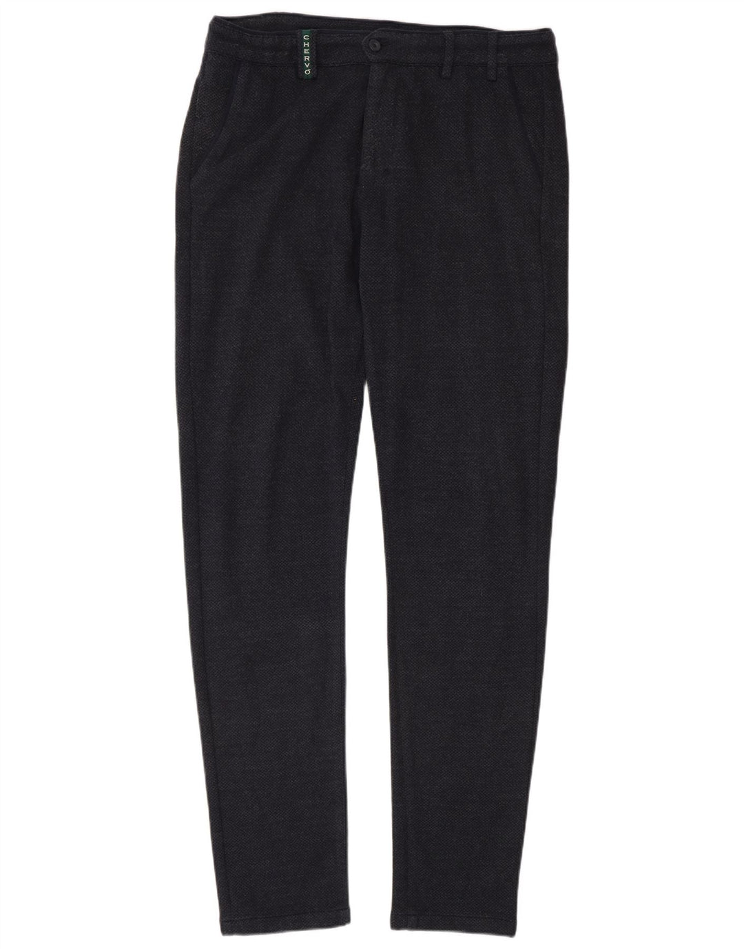 Chervo Mens Slim Chino Trousers IT 50 Large W32 L34 Navy Blue Cotton