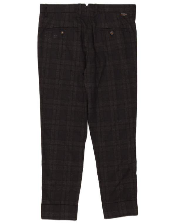 Zara Mens Slim Cropped Trousers EU 38 Small W30 L25 Grey Check Polyester