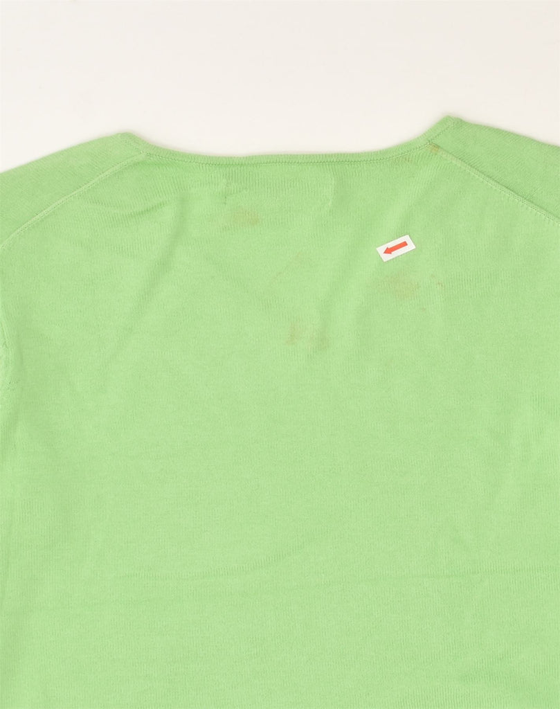 TOMMY HILFIGER Womens V-Neck Jumper Sweater UK 12 Medium Green Cotton | Vintage Tommy Hilfiger | Thrift | Second-Hand Tommy Hilfiger | Used Clothing | Messina Hembry 