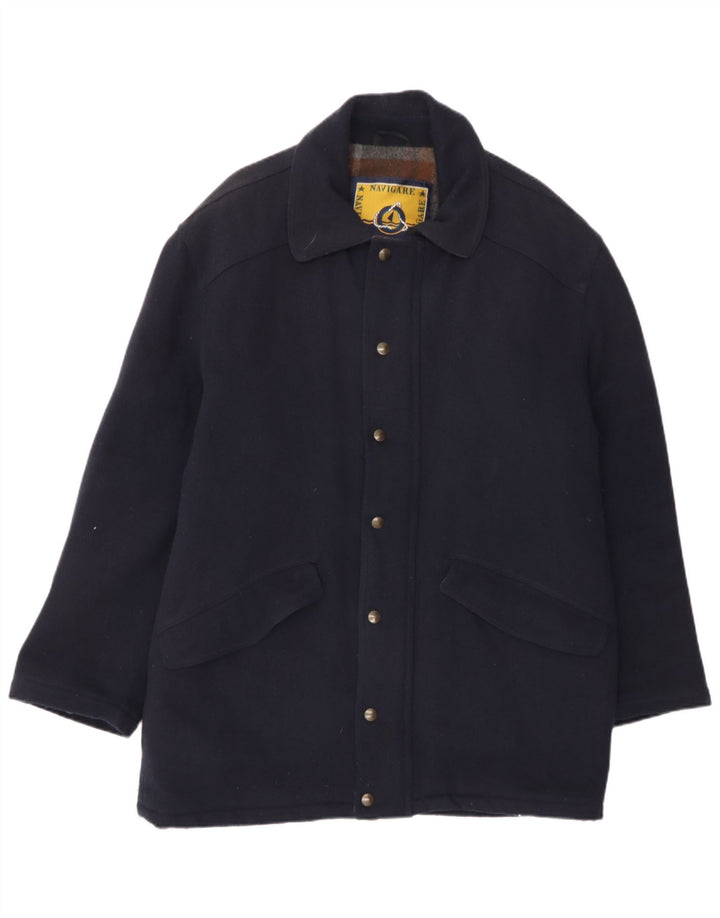 NAVIGARE Mens Bomber Jacket UK 36 Small Navy Blue