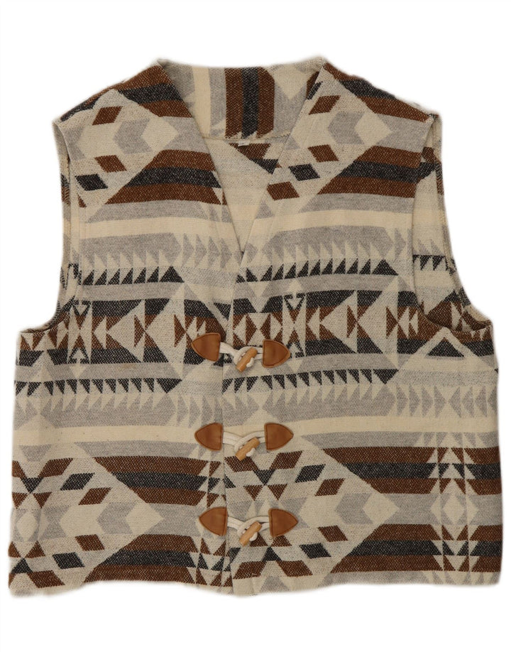 Vintage Mens Cardigan Sweater Medium Multicoloured Geometric Aztec