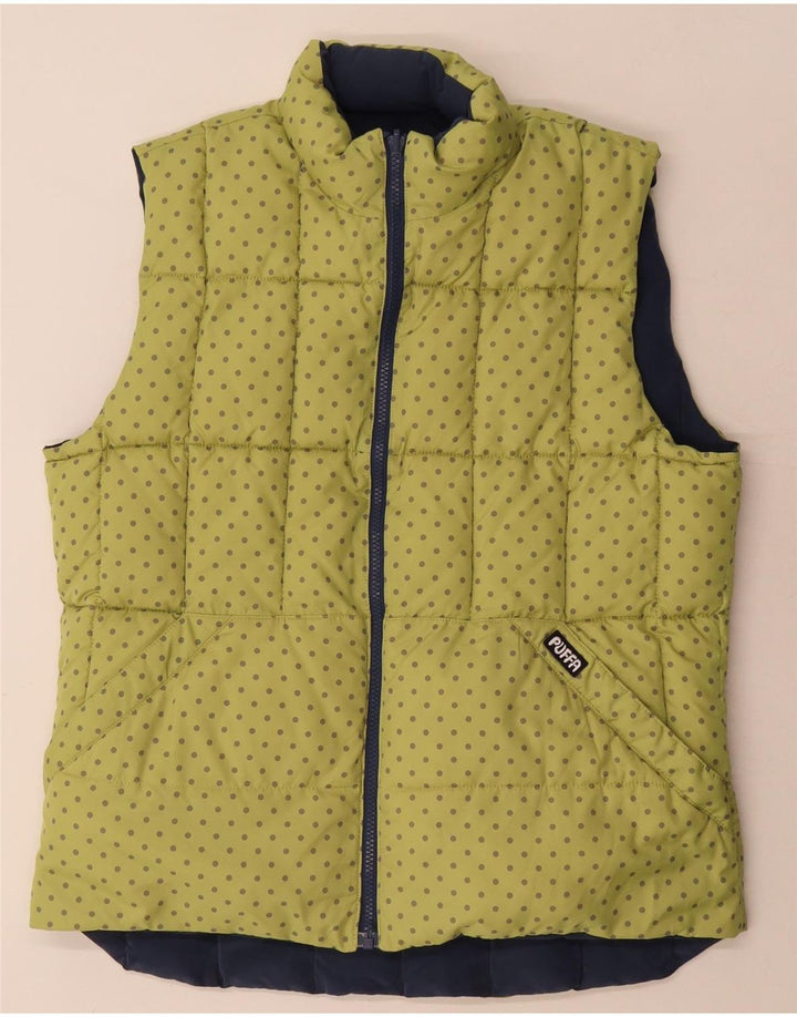 Puffa Womens Reversible Padded Gilet UK 16 Large Blue Polyester