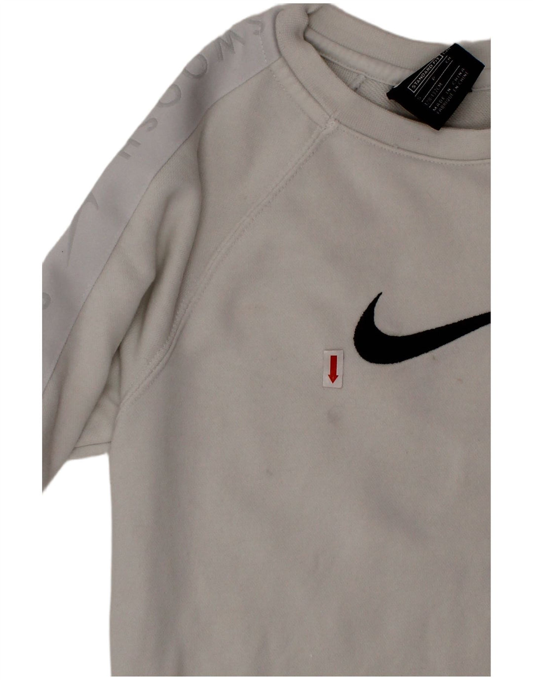 NIKE Boys Swoosh Standard Fit Sweatshirt Jumper 8-9 Years Small White