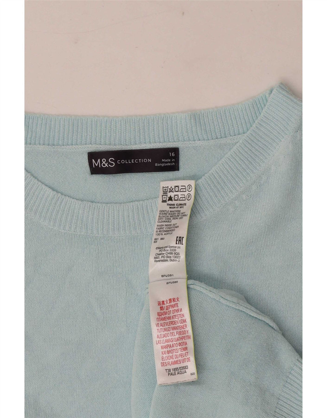 Marks & Spencer Womens Crew Neck Jumper Sweater UK 16 Large Turquoise