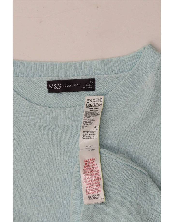 Marks & Spencer Womens Crew Neck Jumper Sweater UK 16 Large Turquoise