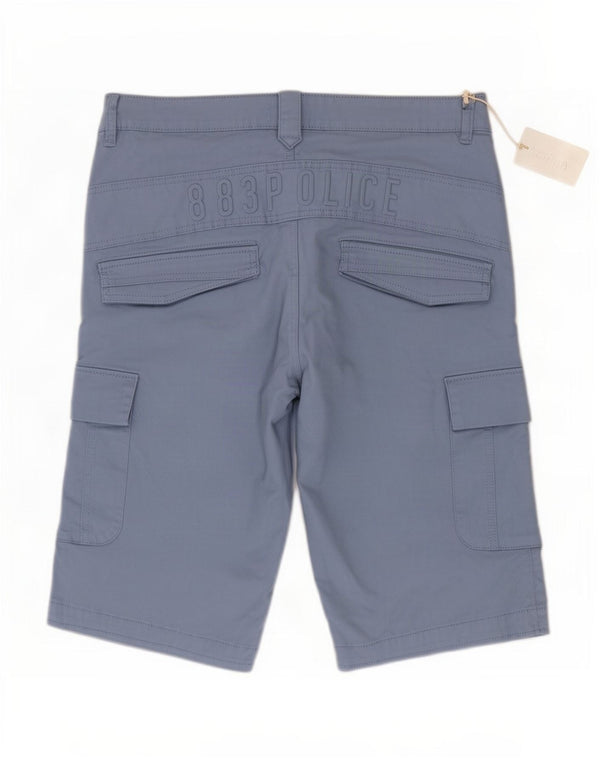 883 Police Mens Graphic Cargo Shorts W34 Large Blue Cotton