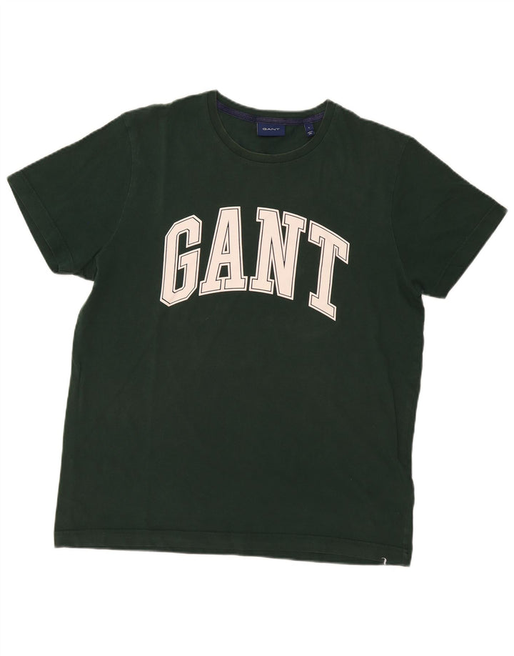 Gant Mens Graphic T-Shirt Top Large Green Cotton