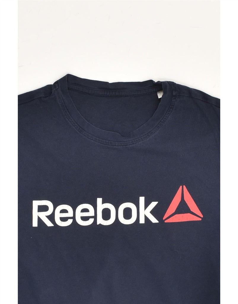 REEBOK Mens Graphic T-Shirt Top Small Navy Blue | Vintage Reebok | Thrift | Second-Hand Reebok | Used Clothing | Messina Hembry 